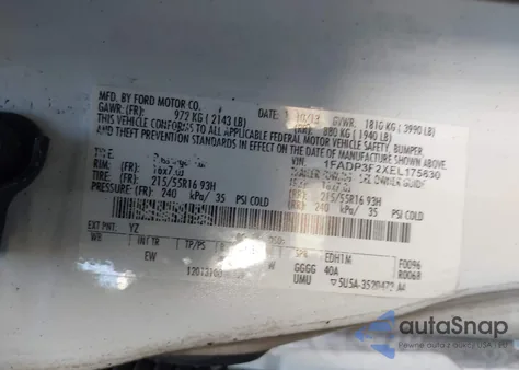 2014 Ford Focus Se z USA, uszkodzony, nr VIN 1FADP3F2XEL175830